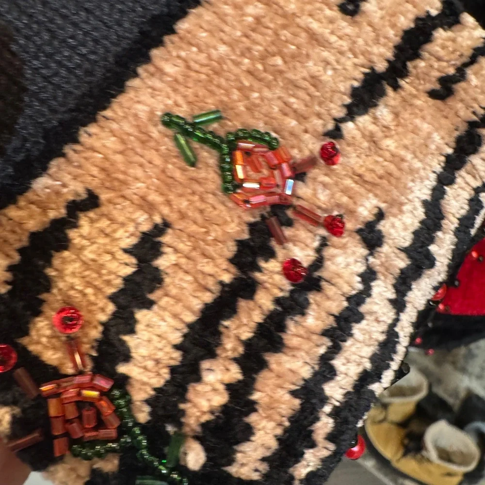 Vintage Berek Classy Black and Red Women's Button‎ Sweater Size Medium